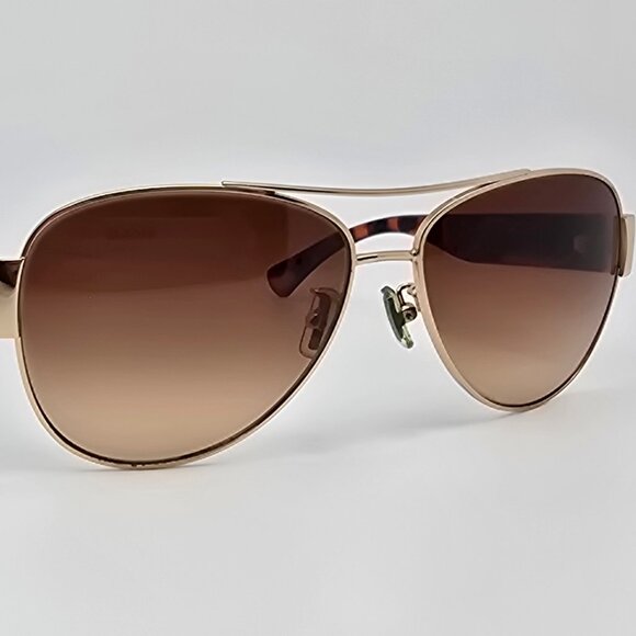 Coach HC7049 L944 Olivia Gold Tortoise Frame Brown Gradient Aviator Sunglasses - Picture 6 of 15